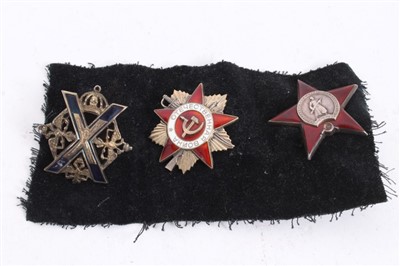 Lot 514 - Imperial Russian decoration, together with a Soviet Order of the Red Star and an Order of the Patriotic War (3)