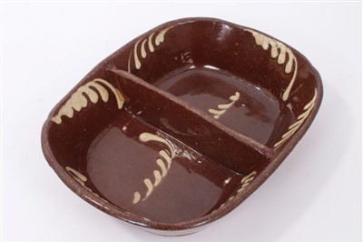 Lot 146 - 19th century slip ware dish with central division