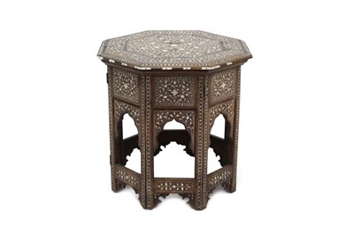 Lot 1379 - Late 19th / early 20th century Moorish teak and inlaid ivory side table