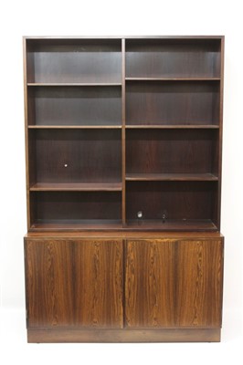 Lot 1713 - Pair of 1970s Scandinavian rosewood open bookcases