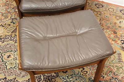 Lot 1310 - Vintage Swedish leather recliner chair and footstool