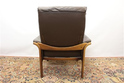 Lot 1310 - Vintage Swedish leather recliner chair and footstool