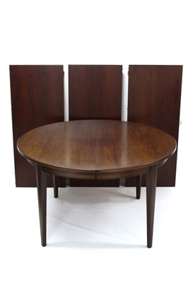 Lot 1712 - Scandinavian extending rosewood dining table by Omann Jun.