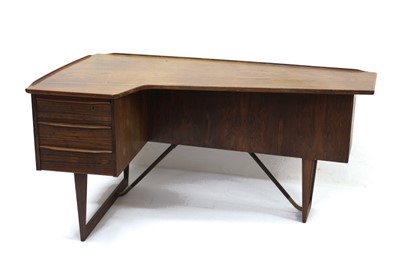 Lot 1710 - Vintage Scandinavian rosewood corner desk