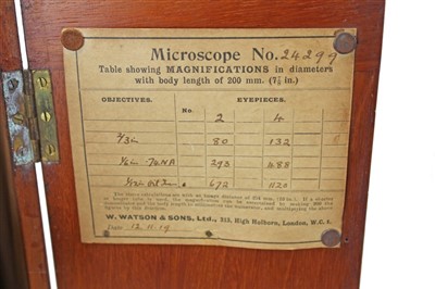 Lot 3665 - Early 20th century microscope