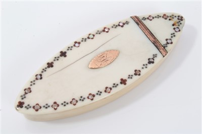 Lot 836 - Regency ivory navette form snuff box