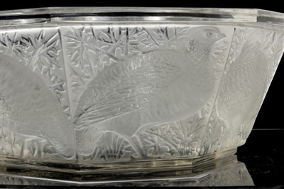 Lot 44 - Lalique glass octagonal bowl decorated with partridges