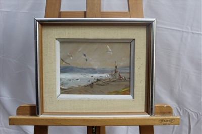 Lot 1362 - *Neil Murison (b.1930) pair of oils - Boats at Lyme Regis and Gulls by the quay, signed and dated 1979, framed