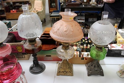 Lot 3779 - Three late Victorian oil lamps