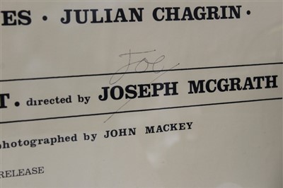 Lot 2443 - Autograph Spike Milligan signed film poster 'The Great McGonnagall' 1975. Poster also signed 'Joe' Joseph McGrath director. Framed and glazed.