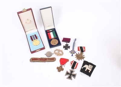 Lot 564 - Second World War Nazi Iron Cross (Second class) together with a Nazi War Merit Cross (with swords), a Nazi Mother Cross and a Nazi U- Boat War Badge (believed to be a copy), and various other medals