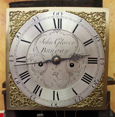 Lot 668 - John Glover of Bungay, 18th century longcase clock with square brass dial, in oak frame