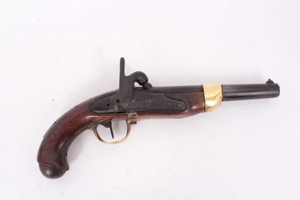 Lot 902 - French Napoleonic military Pistol, converted to percussion