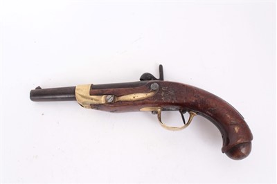 Lot 902 - French Napoleonic military Pistol, converted to percussion