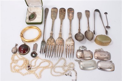 Lot 3262 - Group of costume jewellery together with two silver teaspoons