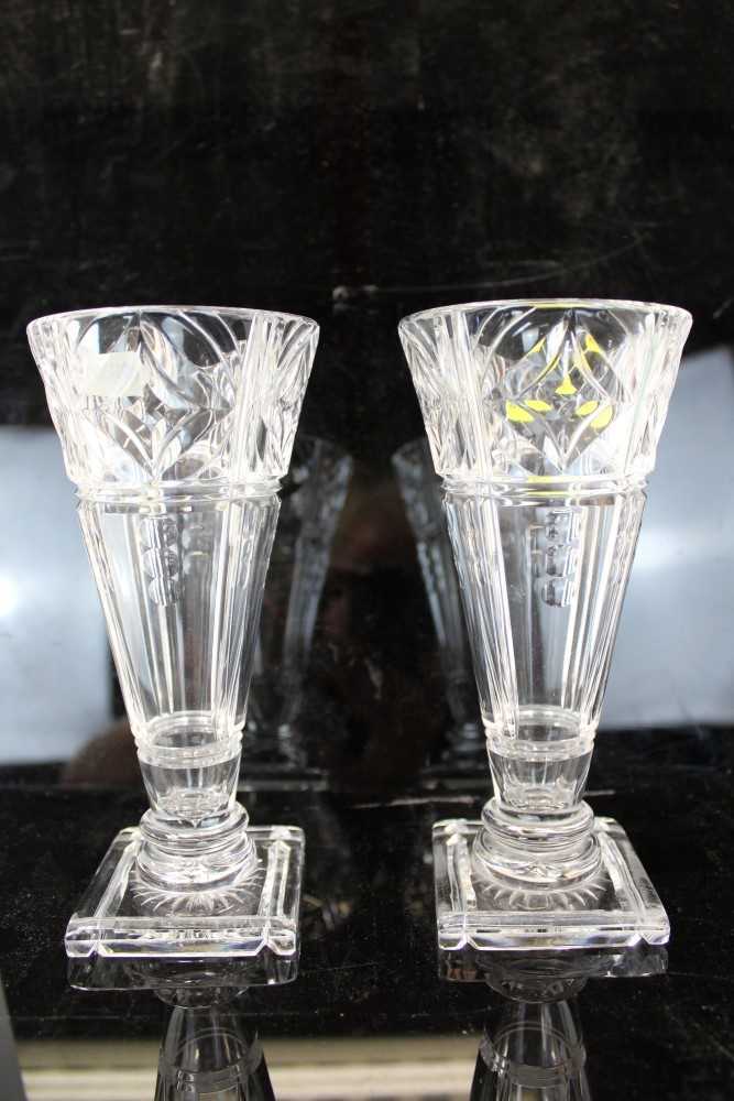 Lot 2086 - Pair of 1930s Ludwig Kny for Stuart Crystal cut glass vases, signed