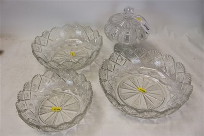 Lot 2107 - Regency cut glass covered bowl and three 19th Century cut glass dishes