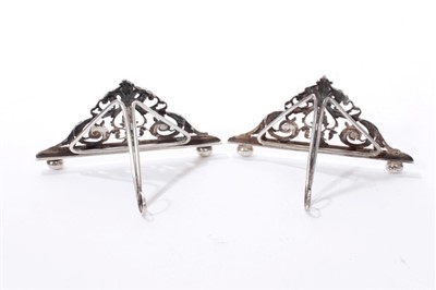 Lot 328 - Pair of large silver menu holders by Hutton and Sons (London 1901)
