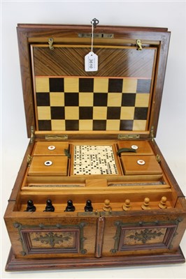 Lot 3610 - Good quality late 19th century Continental Walnut games compendium with fitted interior