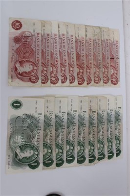Lot 125 - G.B. mixed banknotes taken from circulation – mostly circa 1960s