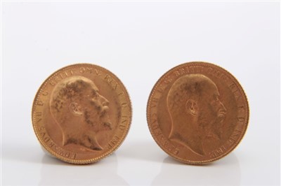 Lot 152 - G.B. Edward VII gold Sovereigns (x 2)
