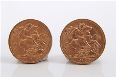Lot 153 - G.B. Edward VII gold Sovereigns (x 2)