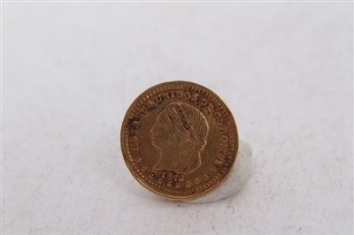 Lot 189 - Columbia – gold One Peso 1872