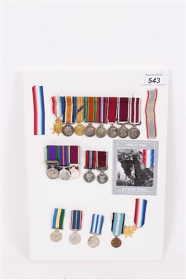 Lot 543 - Collection of various miniature medals, mounted on board, together with a Ministry of Defence Veterans' Badge with certificate (2)