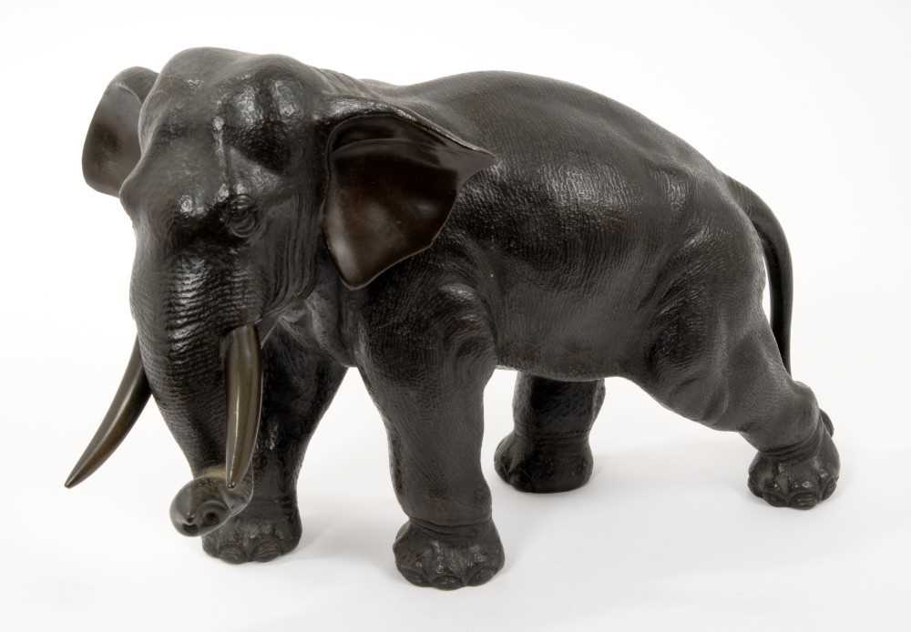 Lot 3532 - Early 20th century Japanese bronze model of an elephant