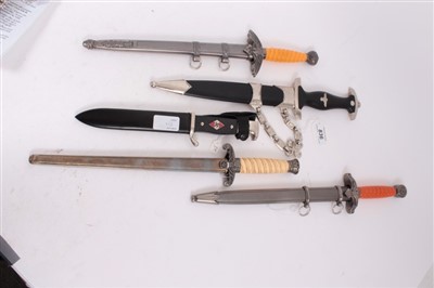 Lot 836 - Collection of five reproduction Nazi daggers