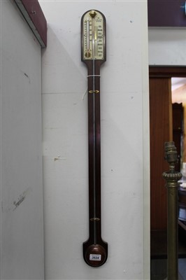 Lot 3624 - Mahogany stick barometer with visible mercury...