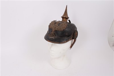 Lot 570 - First World War Imperial German Officers' picklehaube in relic condition -most fittings and liner present