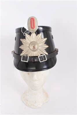 Lot 575 - Post War German Berlin Police Shako, with leather head band by Friedrich Becker & Co. K.G. Berlin