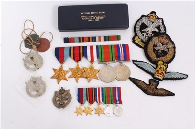 Lot 601 - Second World War Medal Group comprising 1939 - 1945 Star, Burma Star, France and Germany Star, Defence and War Medals (mounted on bar), together with miniature group, together with a national servi...