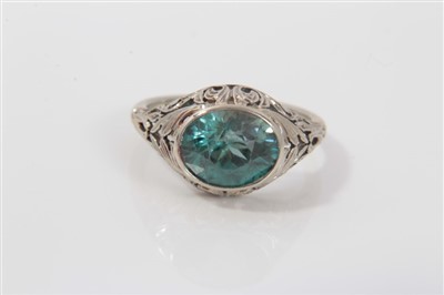 Lot 3289 - Blue zircon ring