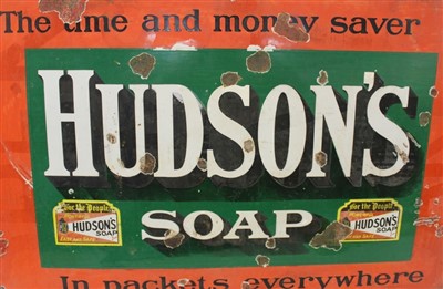 Lot 3601 - Rectangular enamel advertising sign 'Hudson's Soap'