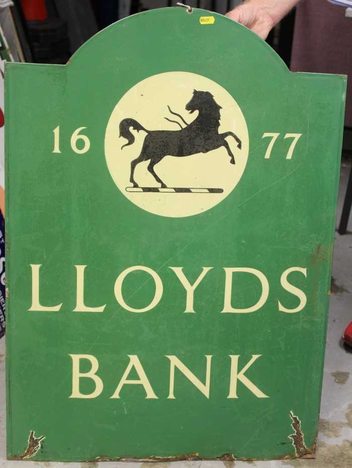 Lot 3603 - Rectangular enamel advertising sign with domed top 'Lloyds Bank'