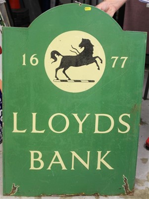 Lot 3603 - Rectangular enamel advertising sign with domed top 'Lloyds Bank'