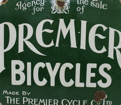 Lot 3606 - Double-sided enamel advertising sign - Agency for the sale of Premier Bicycles