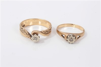 Lot 3316 - Two gold diamond rings