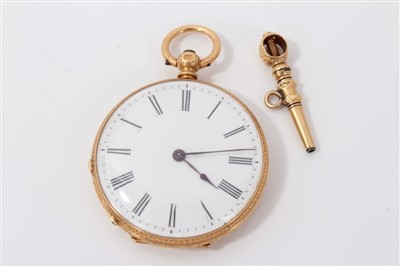 Lot 3318 - Gold (18ct) fob watch