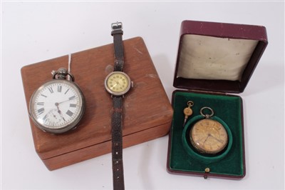 Lot 3322 - Two pocket watches and silver backed wristwatch (3)