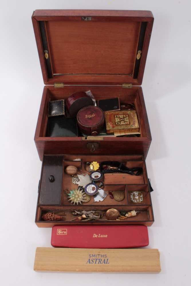 Lot 3323 - Wooden work box containing antique and
