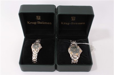 Lot 3325 - Krug-Baümen ladies and gentlemen's matching Oceanmaster wristwatches, boxed as new