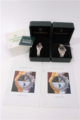 Lot 3325 - Krug-Baümen ladies and gentlemen's matching Oceanmaster wristwatches, boxed as new