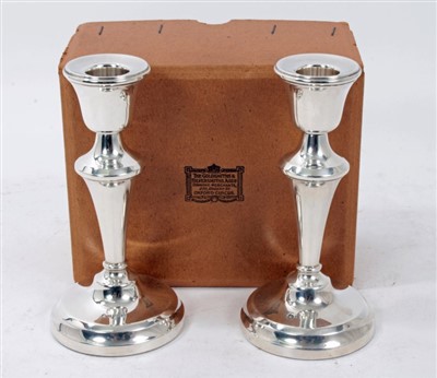 Lot 334 - Pair of silver Goldsmiths and Silversmiths candlesticks in box