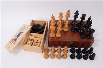 Lot 955 - Two stained wood chess sets, one by H.P. Gibson & Sons Ltd (2)