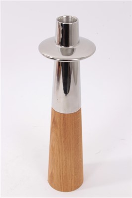 Lot 915 - George Jensen wood and white metal candlestick