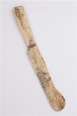 Lot 958 - Antique horn beaker and a scrimshaw knife (2)