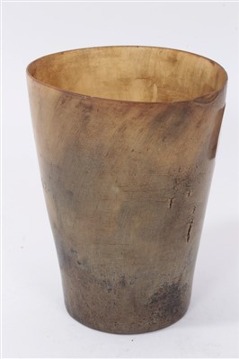 Lot 958 - Antique horn beaker and a scrimshaw knife (2)